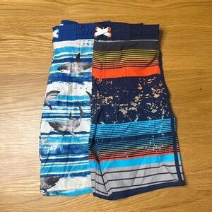 Colorful Boys' Swim Trunks with Shark Print